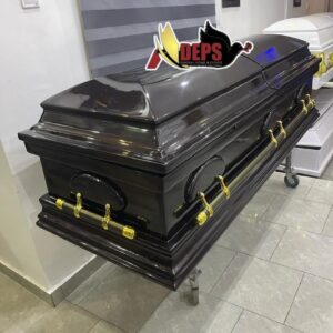Deep Brown Gold Lined Handles Casket